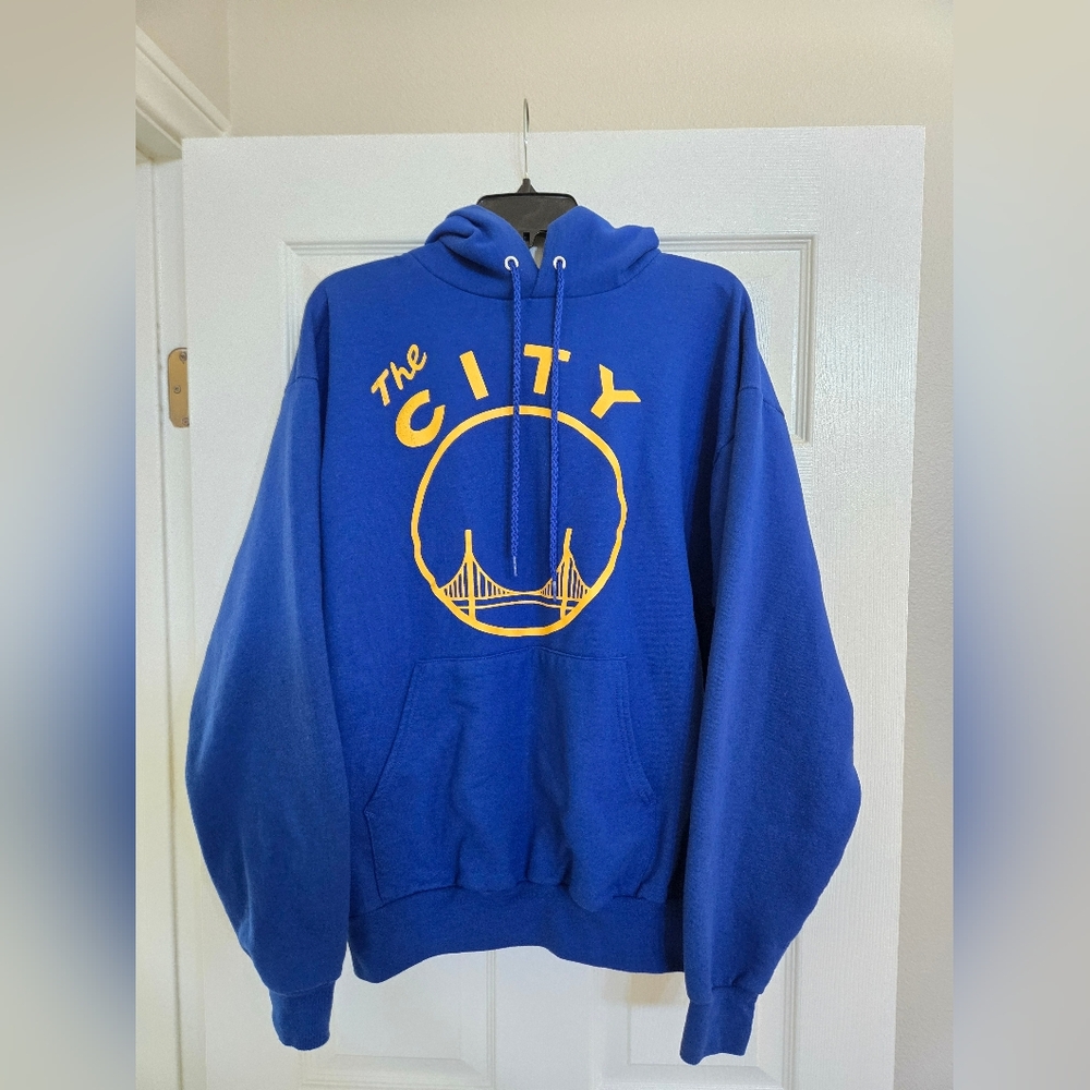 Golden State Warriors The City Blue And Yellow Hoodie Pullover Men's Large
